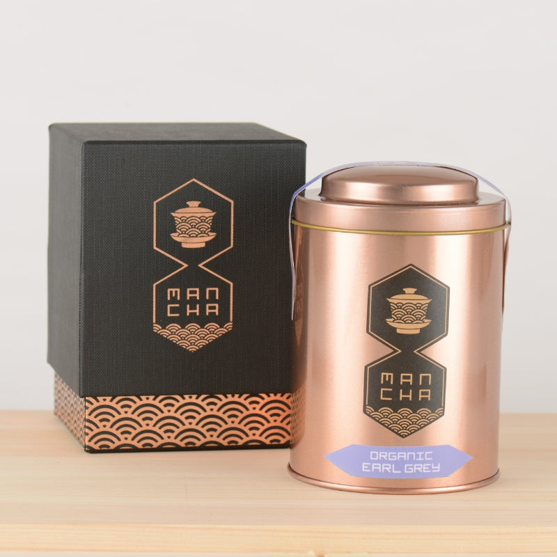 Organic Earl Grey in Gold Canister with Black Box